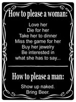 533 How to please a woman, man Funny Metal Aluminium Plaque Sign For Door House