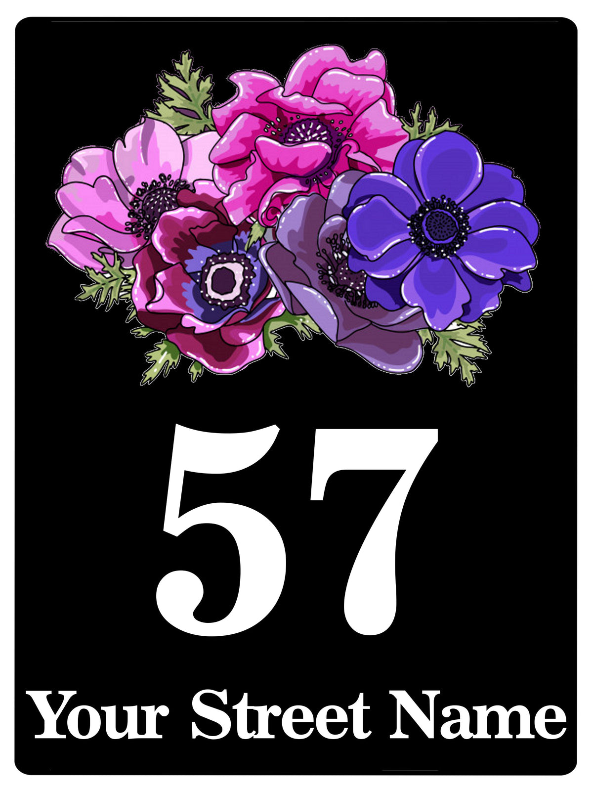 221 Custom Personalised Number Address Flowers House Metal Aluminium Sign Plaque For Door Wall