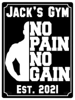 595 Custom Personalised Gym No Pain No Gain Metal Aluminium Sign Plaque Fitness Door