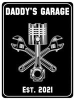 704 Custom Personalised DADDY'S GARAGE Car Metal Aluminium Sign Plaque Door Wall Gate