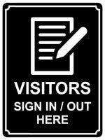 1395 VISITORS SIGN IN / OUT HERE Metal Aluminium Plaque Sign Door Wall Hotel