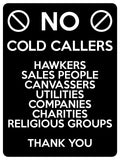 1507 NO COLD CALLERS SALES PEOPLE Metal Aluminium Plaque Sige House Office Door