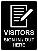 1394 VISITORS SIGN IN / OUT HERE Metal Aluminium Plaque Sign Door Wall Hotel