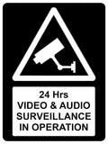 1001 CCTV 24 Hrs VIDEO & AUDIO SURVEILLANCE Safety Metal Aluminium Plaque Sign Wall House Office