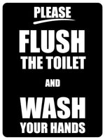 1288 PLEASE FLUSH THE TOILET AND WASH YOUR HANDS Metal Aluminium Plaque Sign