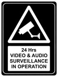 1002 CCTV 24 Hrs VIDEO & AUDIO SURVEILLANCE Safety Metal Aluminium Plaque Sign Wall House Office