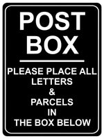 1094 POST BOX LETTERS & PARCELS Metal Aluminium Plaque Sign Door House Office