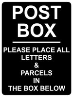 1093 POST BOX LETTERS & PARCELS Metal Aluminium Plaque Sign Door House Office