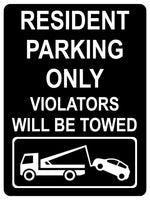 1268 RESIDENT PARKING ONLY VIOLATORS WILL BE TOWED Metal Aluminium Plaque Sign Gate House