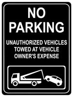 1263 NO PARKING UNAUTHORIZED VEHICLES TOWED Metal Aluminium Plaque Sign Gate House