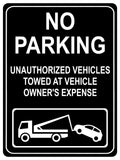 1263 NO PARKING UNAUTHORIZED VEHICLES TOWED Metal Aluminium Plaque Sign Gate House