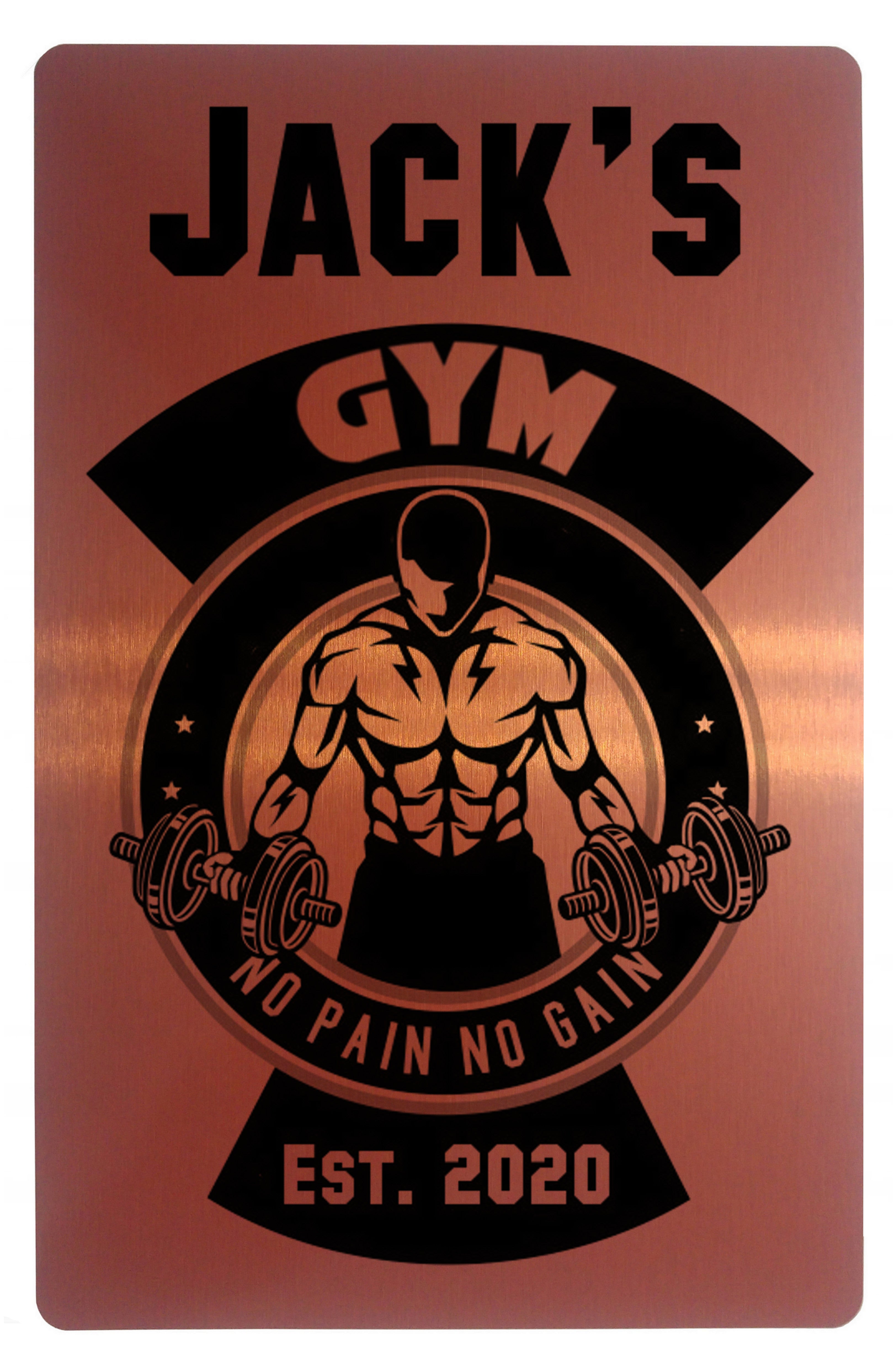 Custom Personalised Gym No Pain No Gain Metal Aluminium Sign Plaque Fitness Door