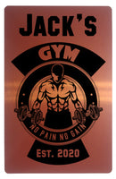 Custom Personalised Gym No Pain No Gain Metal Aluminium Sign Plaque Fitness Door