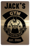 Custom Personalised Gym No Pain No Gain Metal Aluminium Sign Plaque Fitness Door