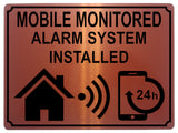 1385 MOBILE MONITORED ALARM SYSTEM INSTALLED Metal Aluminium Plaque Sign House Door