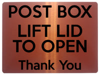 1776 POST BOX LIFT LID TO OPEN Thank You Door Metal Aluminium Plaque Sign