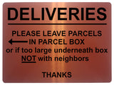 1792 DELIVERIES PLEASE LEAVE PARCELS IN PARCEL BOX Metal Aluminium Plaque Sign