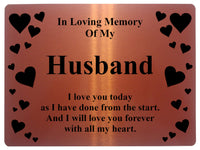 1398 In Loving Memory Of My Husband Memorial Funeral Metal Aluminium Plaque Sign