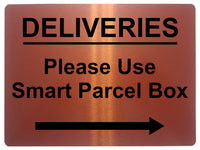 1603 DELIVERIES Please Use Smart Parcel Box --> Metal Aluminium Plaque Sign Door