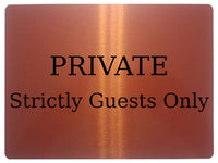 1434 PRIVATE Strictly Guests Only Metal Aluminium Plaque Sign Hotel Door Wall