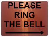 1500 PLEASE RING THE BELL Arrow Right Metal Aluminium Plaque Sign Door Gate