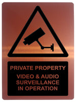 1589 PRIVATE PROPERTY VIDEO & AUDIO SURVEILLANCE IN OPERATION Metal Aluminium Plaque Sign