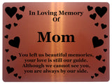 1400 In Loving Memory Of Mom Memorial Funeral Metal Aluminium Plaque Sign