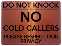 1509 DO NOT KNOCK NO COLD CALLERS Metal Aluminium Plaque Sige House Office Door