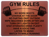 1352 GYM RULES Funny Metal Aluminium Plaque Sign Fitness House Shed Door Wall