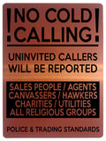 1556 NO COLD CALLING SALES PEOPLE / AGENTS Metal Aluminium Plaque Sign Door Gate