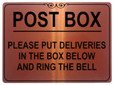 1519 POST BOX PLEASE PUT DELIVERIES IN THE BOX BELOW Metal Aluminium Plaque Sign