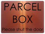 1349 PARCEL BOX Please shut the door Metal Aluminium Plaque Sign House Office