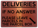 1784 DELIVERIES IF NO ANSWER LEAVE PARCELS IN BOX Metal Aluminium Plaque Sign