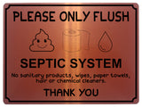 1415 SEPTIC SYSTEM Please Only Flush Metal Aluminium Plaque Sign Toilet Bathroom