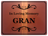 1429 In Loving Memory GRAN Memorial Funeral Remembering Metal Aluminium Plaque Sign