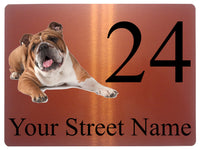 AL057 Custom Personalised Address Bulldog Digitally Printed Metal Aluminium Sign Plaque Door Gate