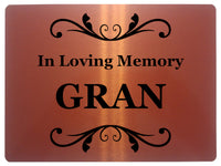 1428 In Loving Memory GRAN Memorial Funeral Remembering Metal Aluminium Plaque Sign