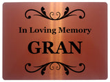 1428 In Loving Memory GRAN Memorial Funeral Remembering Metal Aluminium Plaque Sign