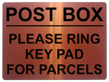 AL043 POST BOX RING KEYPAD FOR PARCELS Digitally Printed Metal Aluminium Plaque Sign House