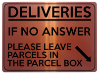 1785 DELIVERIES IF NO ANSWER LEAVE PARCELS IN BOX Metal Aluminium Plaque Sign