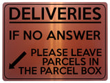 1783 DELIVERIES IF NO ANSWER LEAVE PARCELS IN BOX Metal Aluminium Plaque Sign