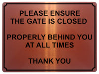 1447 PLEASE ENSURE THE GATE IS CLOSED Metal Aluminium Plaque Sign Door House