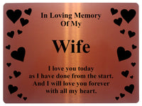 1396 In Loving Memory Of My Wife Memorial Funeral Metal Aluminium Plaque Sign