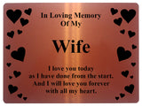 1396 In Loving Memory Of My Wife Memorial Funeral Metal Aluminium Plaque Sign