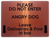 1605 DO NOT ENTER ANGRY DOG DELIVERIES & POST Metal Aluminium Plaque Sign Door