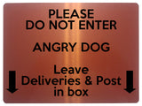 1605 DO NOT ENTER ANGRY DOG DELIVERIES & POST Metal Aluminium Plaque Sign Door