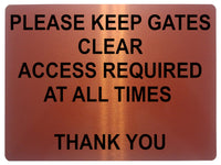 1502 PLEASE KEEP GATES CLEAR Metal Aluminium Plaque Sige House Office Door