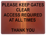 1502 PLEASE KEEP GATES CLEAR Metal Aluminium Plaque Sige House Office Door