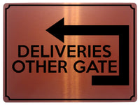 1763 DELIVERIES OTHER GATE Arrow Left Door Metal Aluminium Plaque Sign