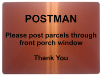 1468 POSTMAN Please post parcels.. Metal Aluminium Plaque Sign Door House Office